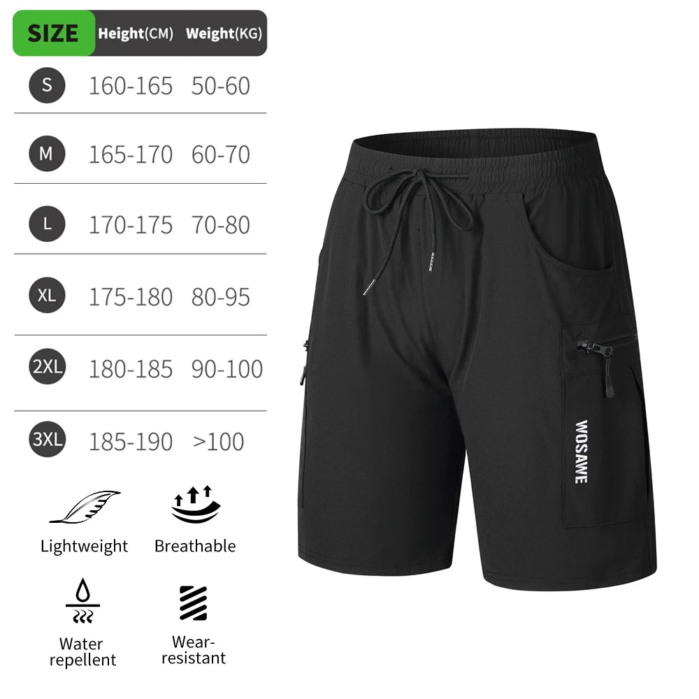 WOSAWE MTB Shorts Quick Dry Breathable Loose Shorts Mountain Bike Men's Shorts 5D Gel Pad Outdoor Running Riding Cycling Pants