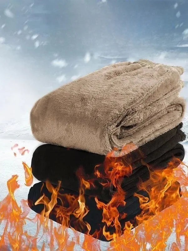 Calça Feminina Extra Grossa de Algodão Quente Forrada em Fleece, Cintura Alta, Calça de Inverno Grossa para Mulheres, Tamanhos Grandes, Calça Longa com Elástico na Cintura