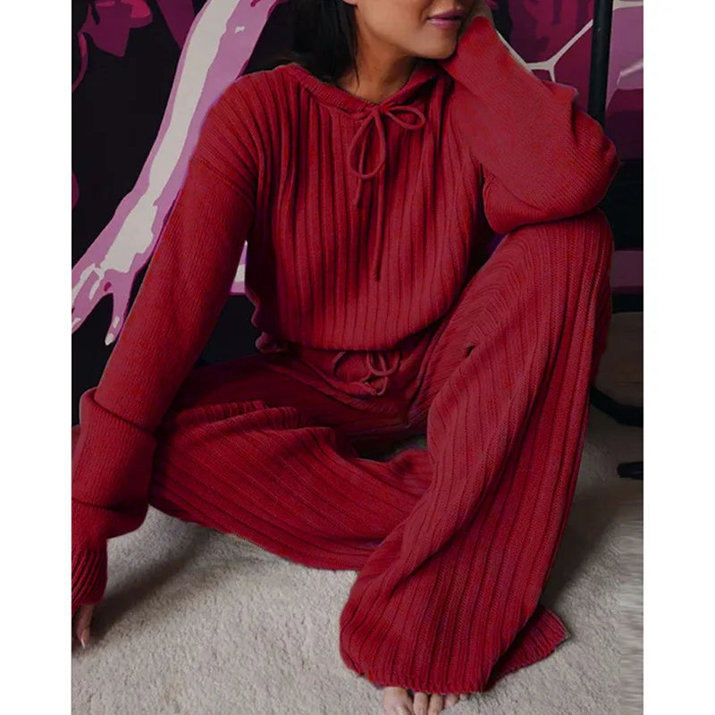2023 Outono Casual Feminino Moletom Agasalho Lounge 2 Peças Conjunto Solto Com Capuz Para Mulheres