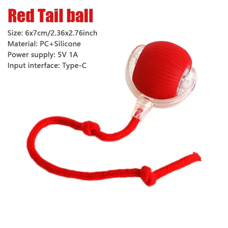 1 unidade Brinquedo Inteligente para Gato Bola Rolante Automática com Cauda Falsa Recarregável Elétrico Interativo para Pet Treinamento de Gato Imita Cauda de Rato