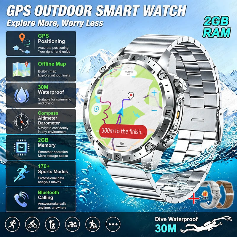 Smart Watch GPS Offline Map 3ATM Compass Altimeter 2026