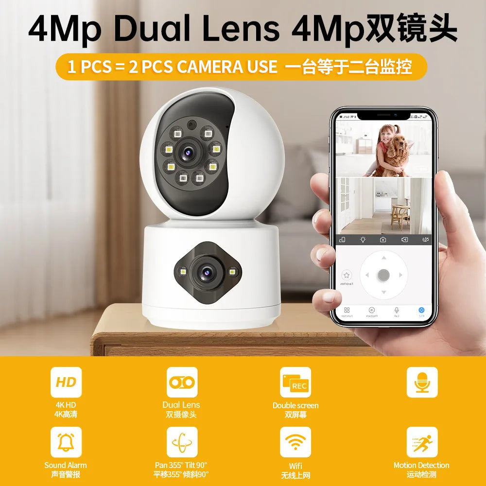 Carecam/Yoosee/O-Kam 4MP Dual - Lens  Full - Color Wireless PTZ  Intercom IP Dome  Camera AI Humanoid Detection CCTV Baby Monitor