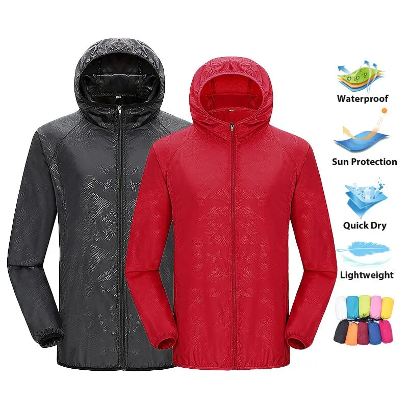 LNGXO Jaqueta Corta-Vento Unissex Masculina Feminina Impermeável Secagem Rápida Acampamento Trekking Pesca Capa de Chuva Roupa Anti-UV para Exterior