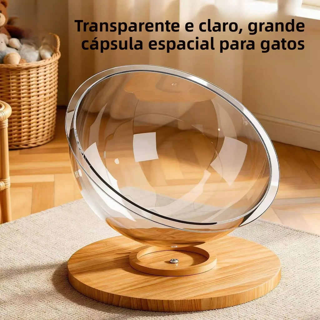 Cama de Acrílico Transparente Brinquedo Giratório Cabine Semi-Fechada Integrada suprimentos para animais de estimação internos para todas as estações Design Respirável