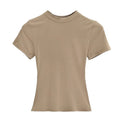 2025 New High Quality Casual T Shirt Sexy Slim Short Sleeves Fashion Trend Solid Women Clothing Y2K Tops 2 - Khaki M