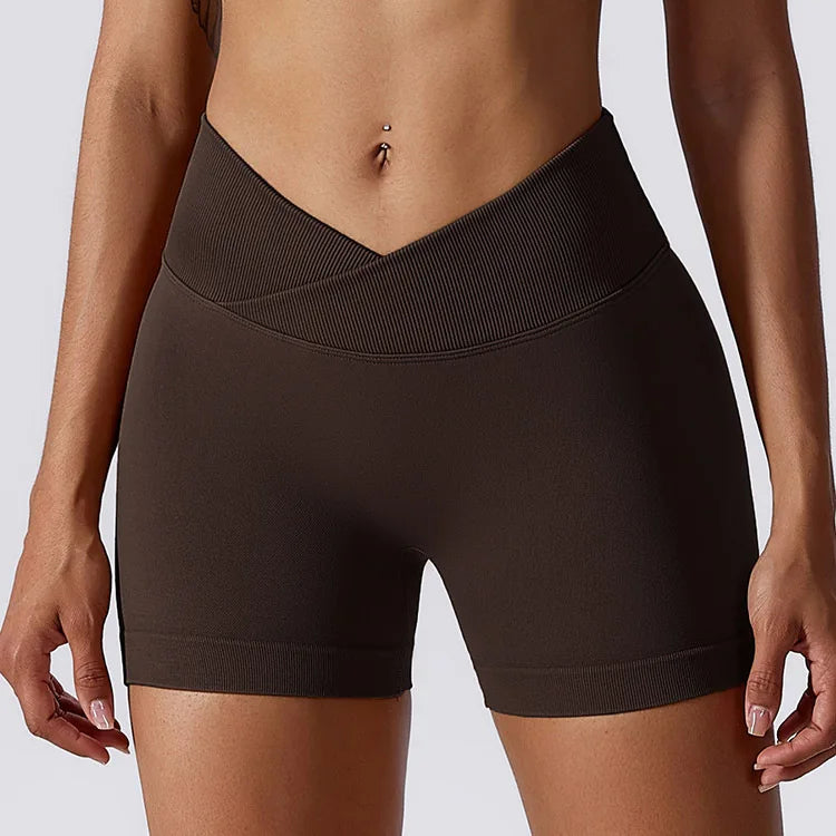 Short Mulher de Academia Cintura Alta Fitness Treino Yoga Roupa Corrida Legging Levanta Bumbum Shorts Ciclista Esportivo