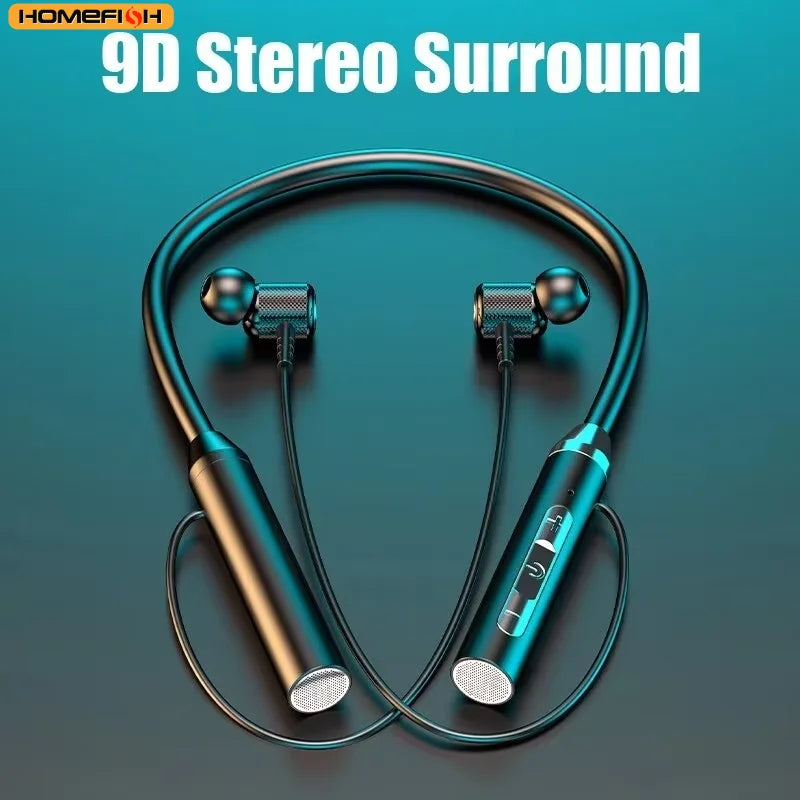 Fones de Ouvido Bluetooth 9D Fones de Ouvido Sem Fio Magnéticos Esportivos de Pescoço TWS Fones de Ouvido Sem Fio Bluetooth com Microfone