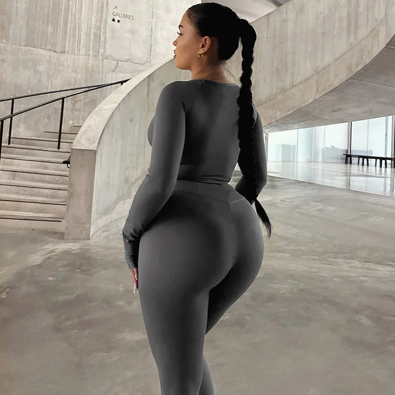 Conjunto Casual Canelado de 2 Peças para Mulheres Verão Lounge Wear Top Manga Curta + Legging Elástica