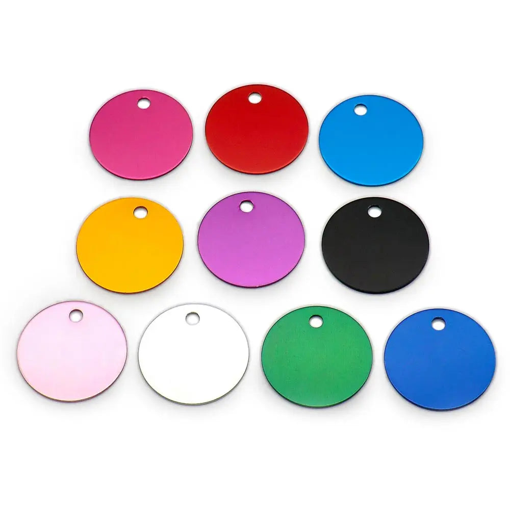 Wholesale 100pcs Round Aluminium Dog ID Tag Custom Cat Dogs Name Pet ID Tags Plate Tags Round For Pets Dog Necklace Pendant