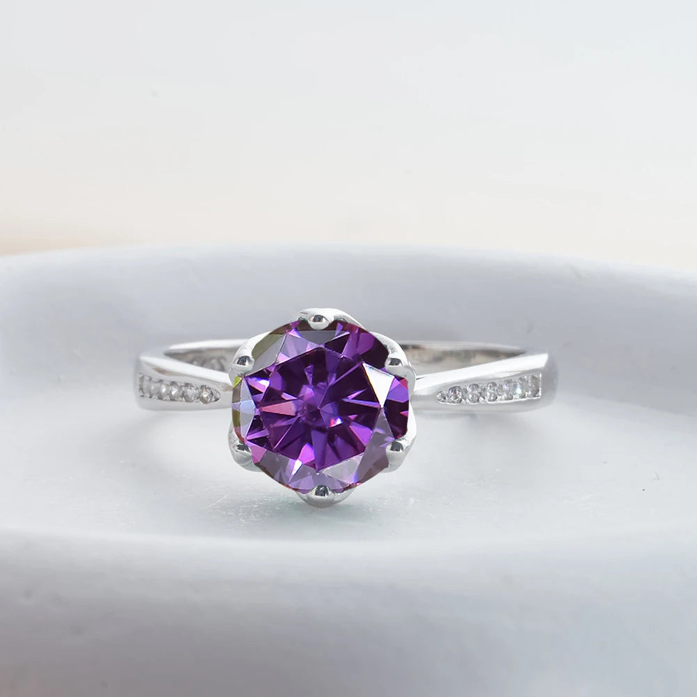 JoyceJelly 3ct Colorful Moissanite Rings with GRA S925 Sterling Silver Luxury Jewelry For Women Timeless Trends Wedding Bands