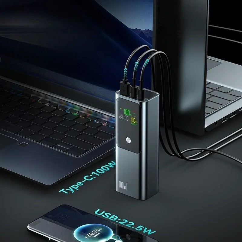 Power Bank 20000mAh 100W Carregamento Super Rápido Alta Capacidade