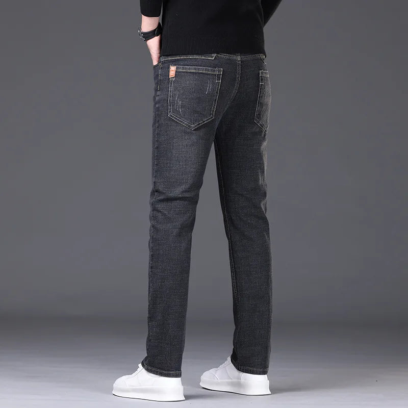 Calça Jeans Reta Masculina Moda Masculina 2026 Calça Slim Fit Elástica Confortável Macia Negócios Jeans Calça Jeans Marca de Roupa Masculina