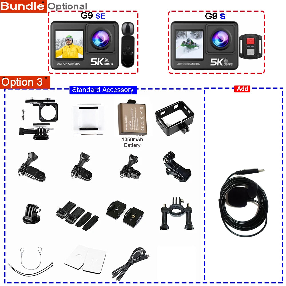 Action Camera 5K - 4K60FPS 50MP - 2.0 Touch EIS