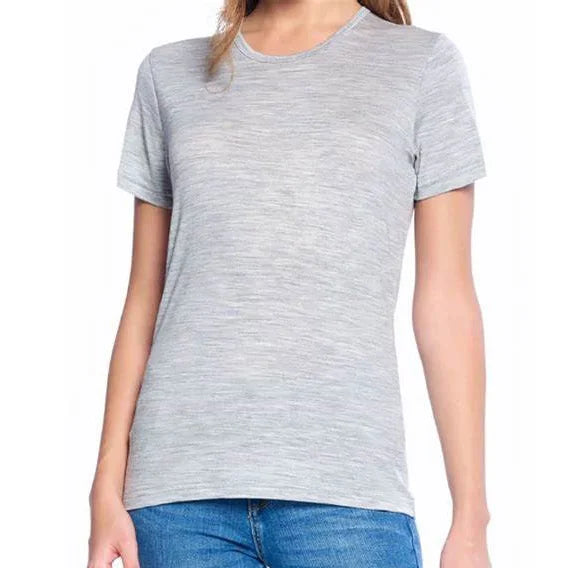 Camiseta Feminina de Lã Merino Manga Curta Gola Redonda Camada Base Próxima à Pele Roupas Esportivas Secagem Rápida - 16.6micro200GSM G (Tórax 96cm)
