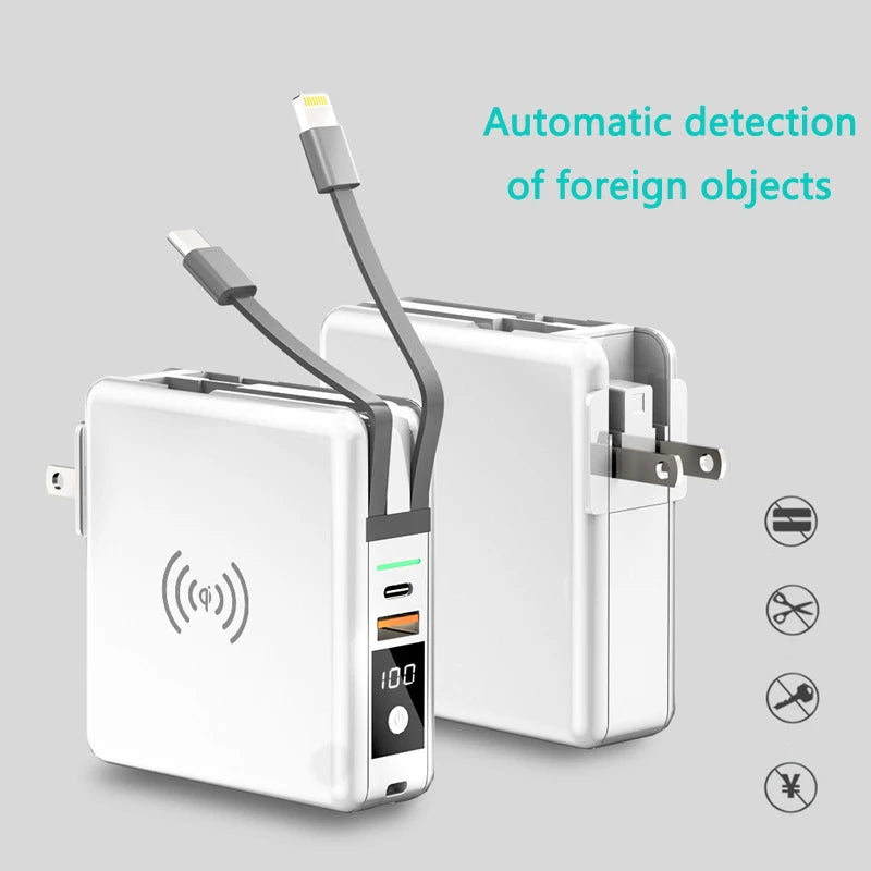 Power Bank 10000mAh 15W Fast Wireless Charging AC Plug