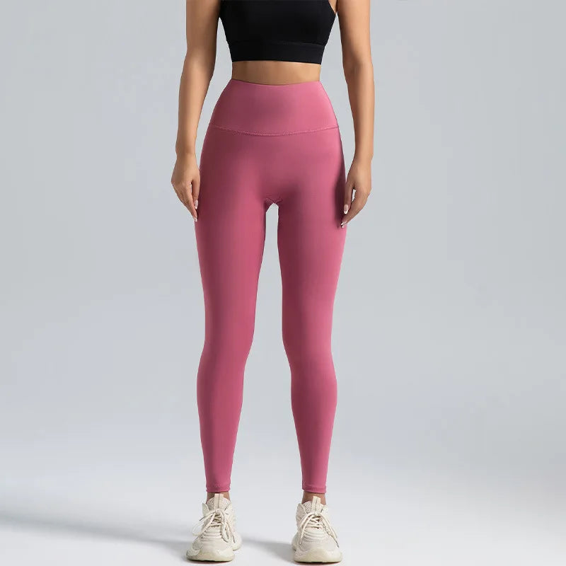 Black Leggings for Women with No T-line High-waisted Hip Lift Yoga Pants with Abdominal Compression and Nude Running Leggings