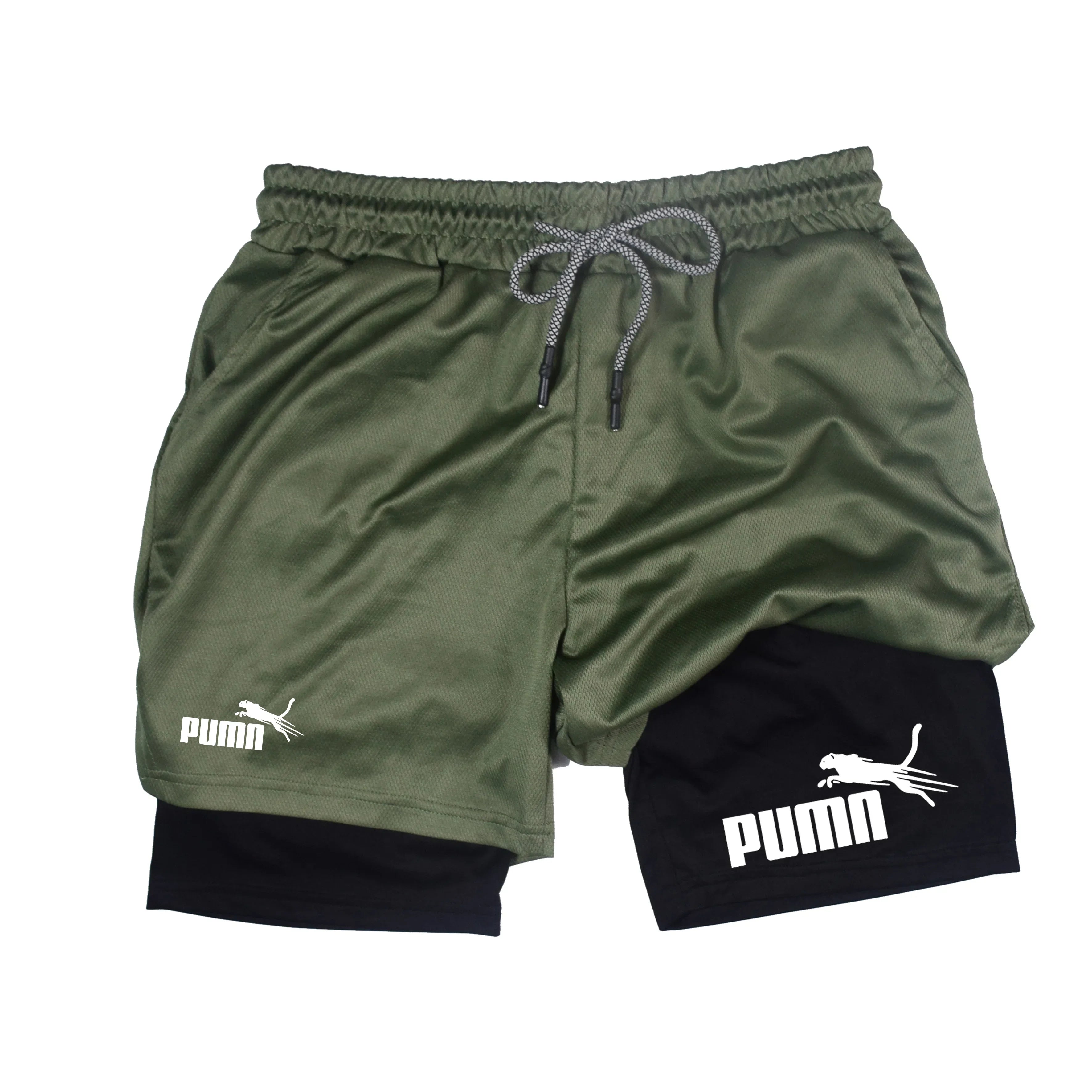 Summer Breathable Two-in-one Double-layer Shorts Men's Elastic...