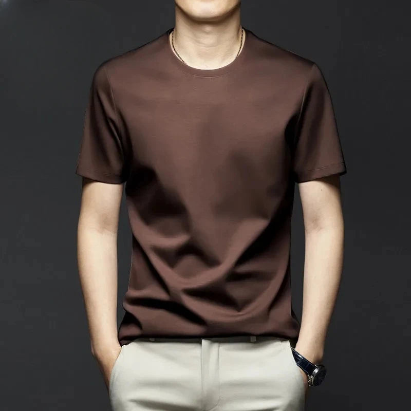 Minglu Modal Summer Men's T-shirts High Quality Short Sleeve Solid Color Round Collar Simple Casual Male Tees Plus Size 5XL