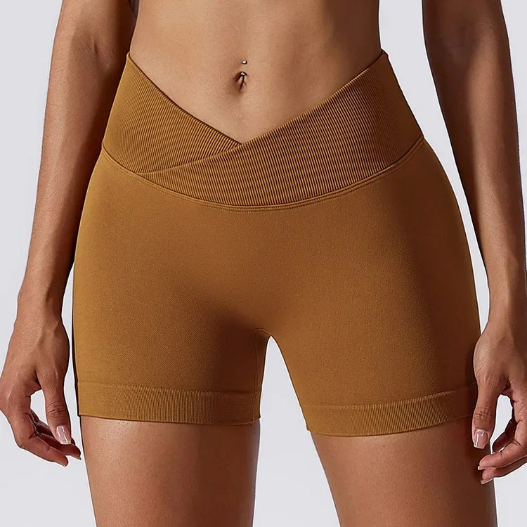 Short Mulher de Academia Cintura Alta Fitness Treino Yoga Roupa Corrida Legging Levanta Bumbum Shorts Ciclista Esportivo