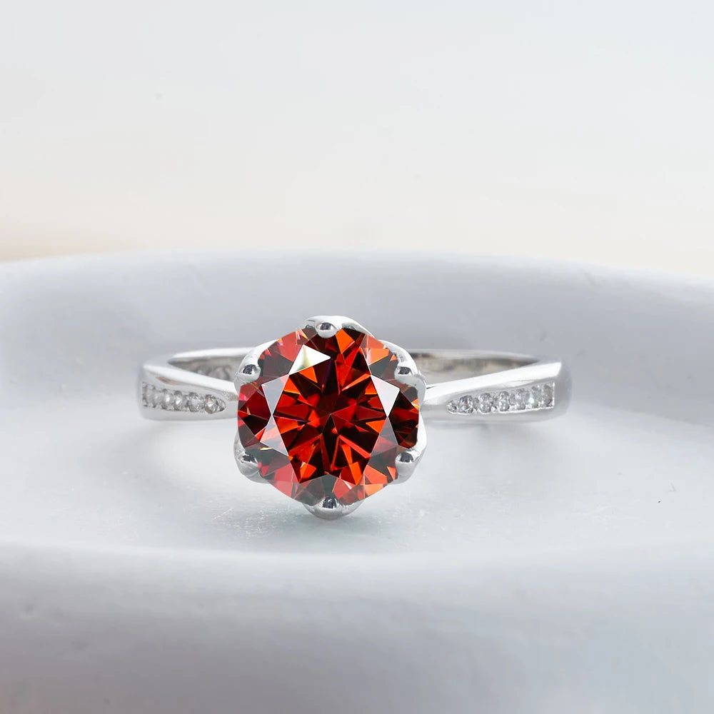 JoyceJelly 3ct Colorful Moissanite Rings with GRA S925 Sterling Silver Luxury Jewelry For Women Timeless Trends Wedding Bands