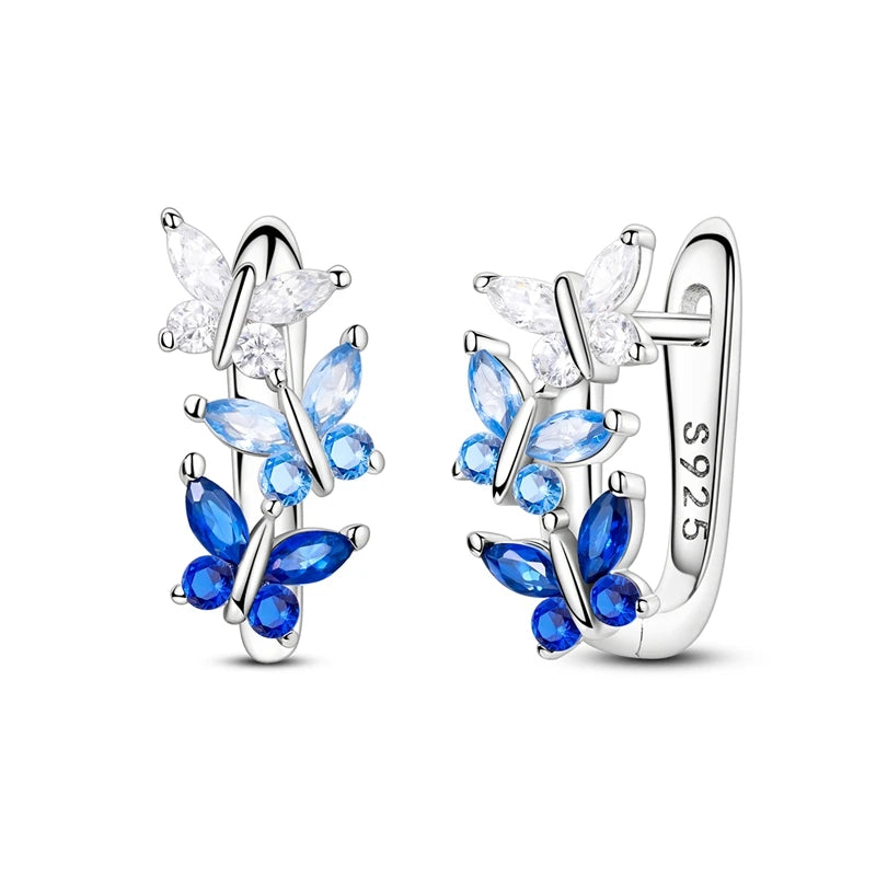 Love Heart Earrings 925 Sterling Silver Original Shining Zircon Heart Hoop Earrings For Women Wedding Anniversary Jewelry Gift