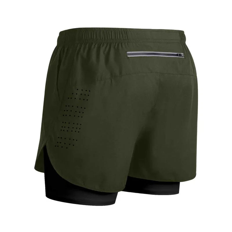 Shorts de corrida refletivos masculinos de verão Fitness de secagem rápida dupla camada shorts masculinos de treino de exercícios de musculação