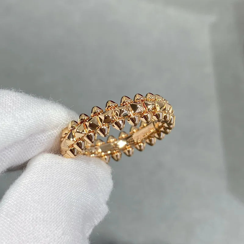 Anel Largo Rebitado S925 Prata com Ouro Rosê Design Clássico Masculino e Feminino Temperamento Moda Marca Joia de Luxo para Festa