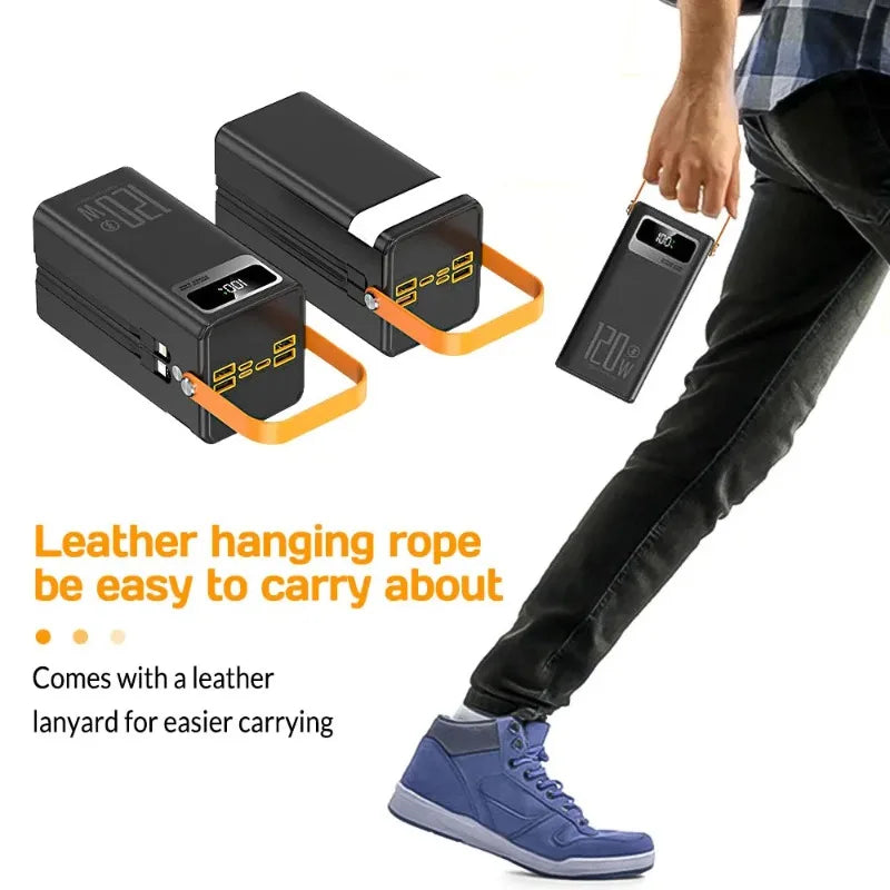 Power Bank 50000mAh 120W Super Fast Charger Large Capacity Charging Cable