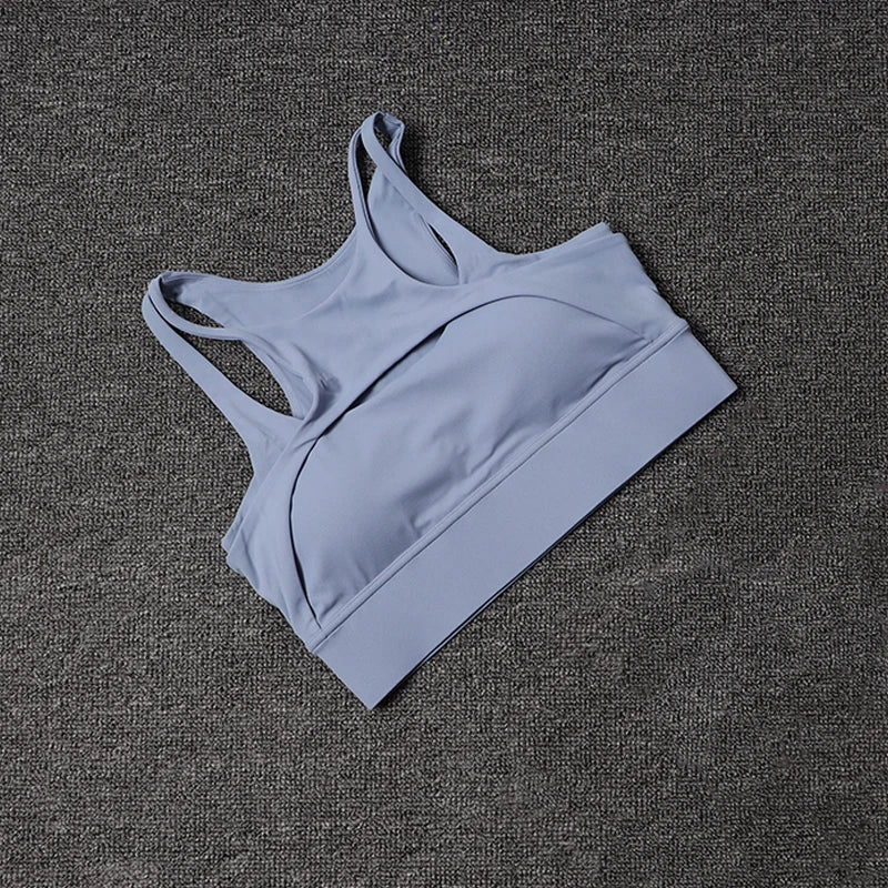 Sutiã Esportivo Vazado Sexy Fitness Academia Feminino Push Up Alto Impacto À Prova de Choque Roupa Íntima Top Curto Nu Mujer Sutiã de Yoga Feminino para Treino