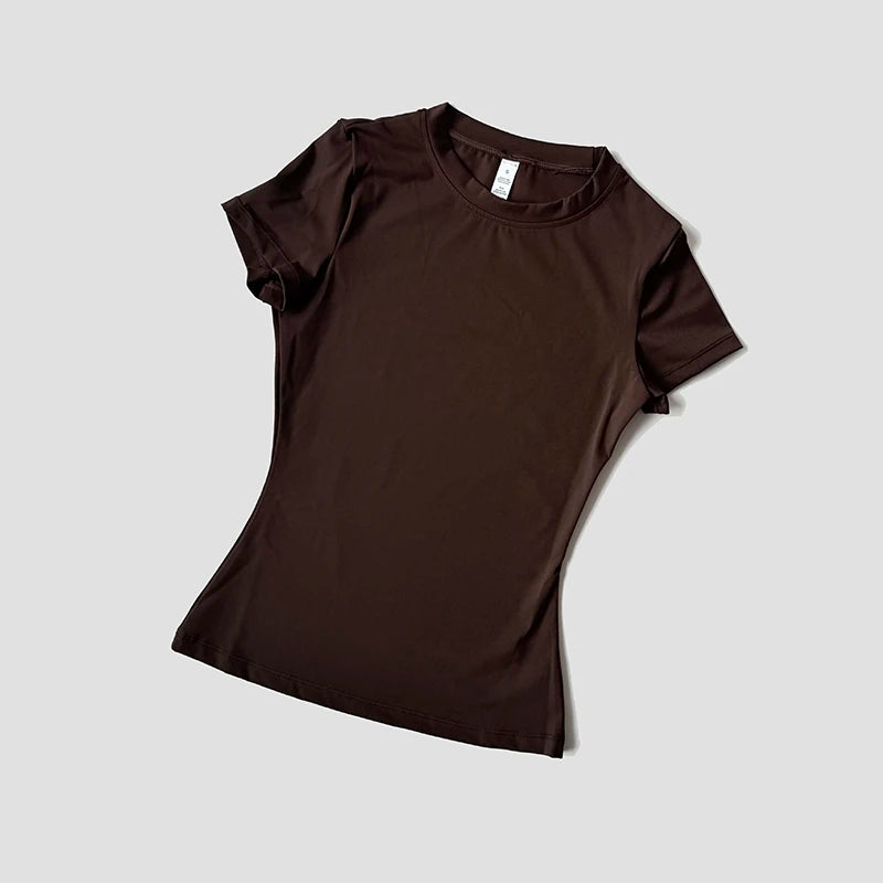 Blusas Yoga Femininas Sem Costura Esportivas Camisetas Fitness Manga Curta Yoga Camisa Top para Academia Corrida Treino Ativo