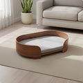 Sofá de Madeira para Pets Capa Removível e Lavável Cama Moderna para Pets Camas Elevadas para Cães Uso Opcional Durante o Ano Todo Cama Oval para Gatos Compensado de Madeira Firme
