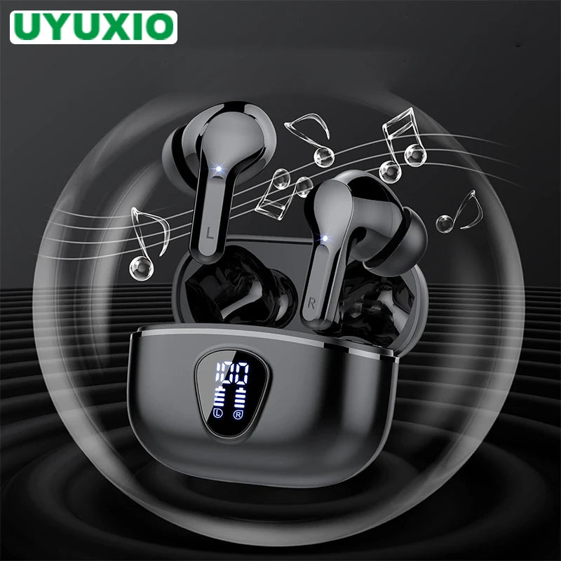 Fones de Ouvido Sem Fio BT5.4 com Display LED Fones de Ouvido Estéreo HiFi com 48H de Reprodução Fones de Ouvido com Cancelamento de Ruído ENC IP7
