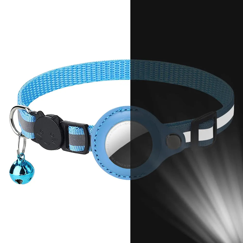 For Apple AirTag Cat Collar Reflective Pet Collar Safety Buckle Kitten Collar Adjustable for Cat Kitten