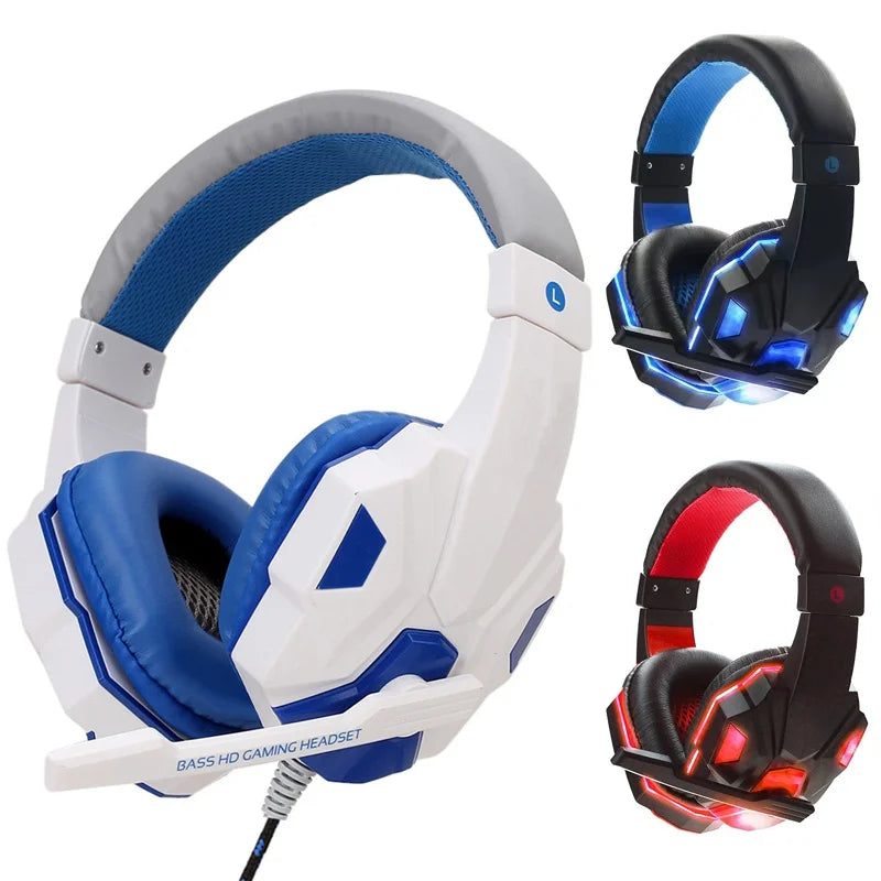 Headset Gamer Over-Ear Com Fio 3.5mm Fone De Ouvido Estéreo Com Microfone Ajustável Para PS4 PS5 Notebook Computador PC