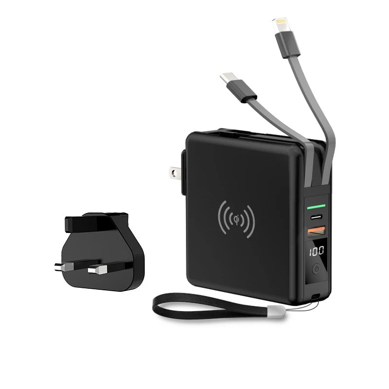 Power Bank 10000mAh 15W Fast Wireless Charging AC Plug