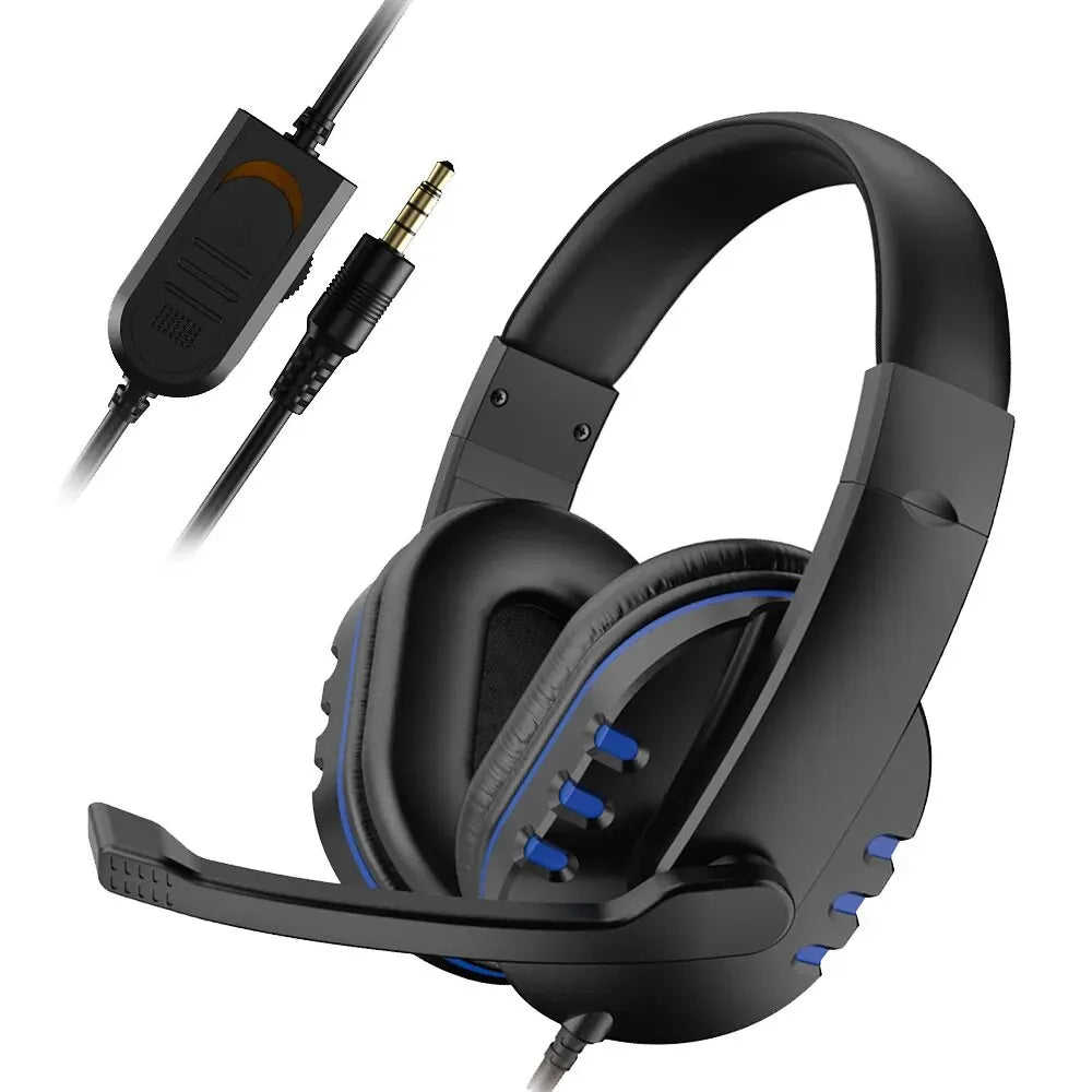 Headphones com fio de 3,5 mm Fone de ouvido para jogos fones de ouvido música para PS4 Play Station 4 Jogo PC Bate-papo Computador com microfone