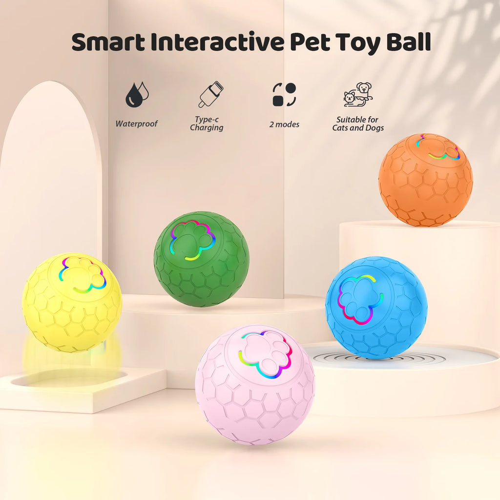 Smart Dog Toy Ball Brinquedo Eletrônico Interativo para Animais de Estimação Bola USB com Salto Automático e Luzes RGB para Cães e Gatos
