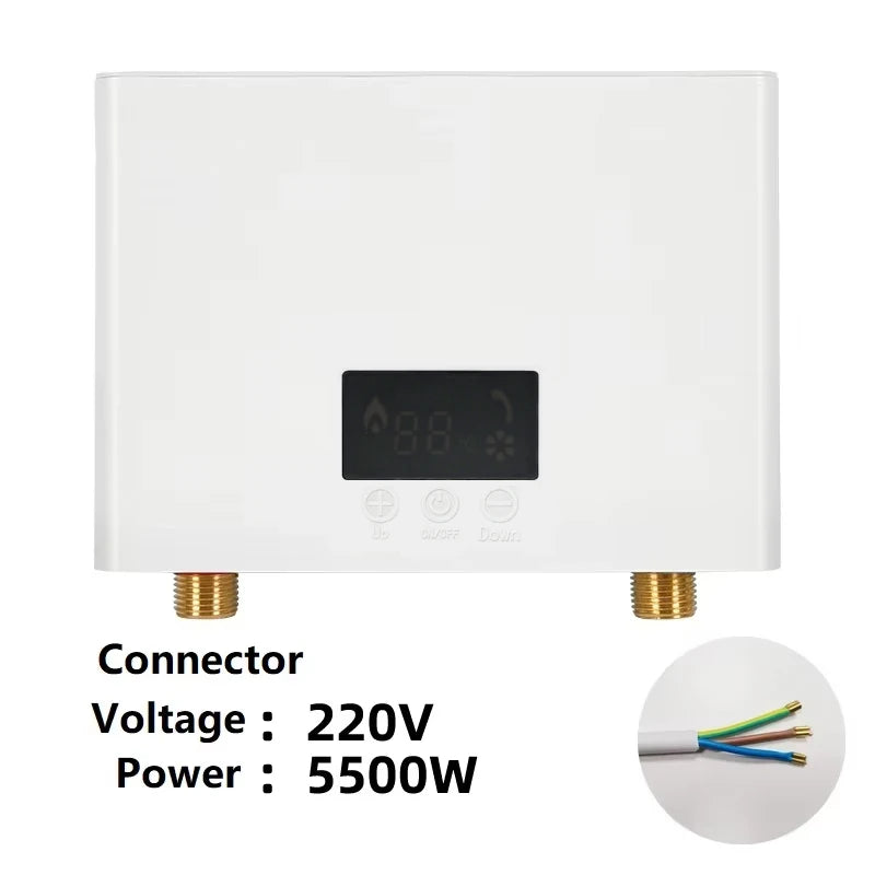 5500W/3000W Instant Water Heater Wall-Mounted Electric Water Heaters for Bathroom Hot Water Shower and Home Kitchen Heating 220V