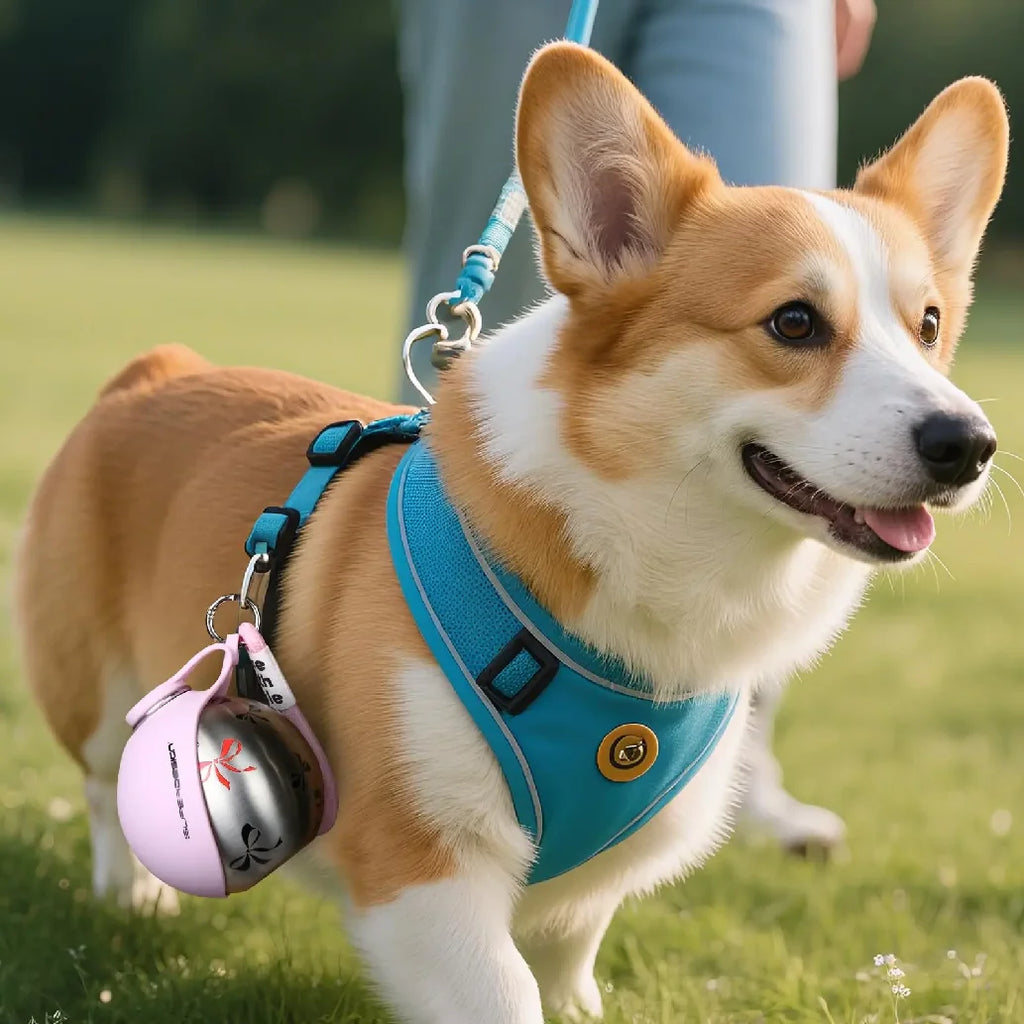 Garrafa de Água Portátil 2 em 1 para Cães Pequenos - Garrafa de Água de Viagem para Cães Compacta e à Prova de Vazamentos - Garrafa de Aço Inoxidável e Silicone
