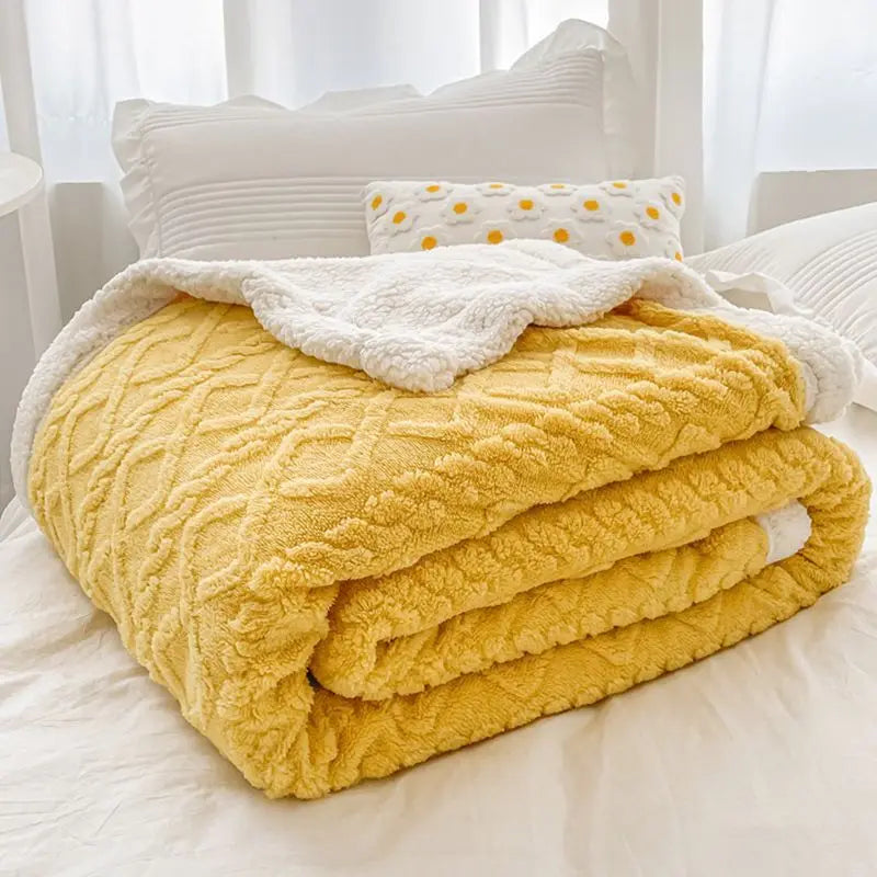 Rakksab Version Silk Fleece Lamb Fleece Bedroom Living Room Study Thickened Silk Fleece LambFleece Doublesided Blanket Available