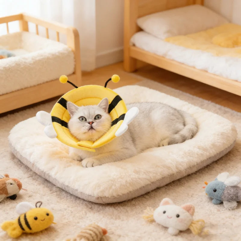 Coleira de Recuperação Suave Elizabeth para Gatos Cães - Cone de Proteção Anti-Lambida Ajustável para Pescoço Pós-Cirurgia de Animais de Estimação Atacado