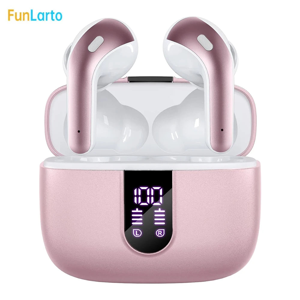 Fones de Ouvido Sem Fio com Bluetooth 5.3, Cancelamento de Ruído ENC com Quatro Microfones para Chamadas, 50H de Reprodução Fones de Ouvido Bluetooth