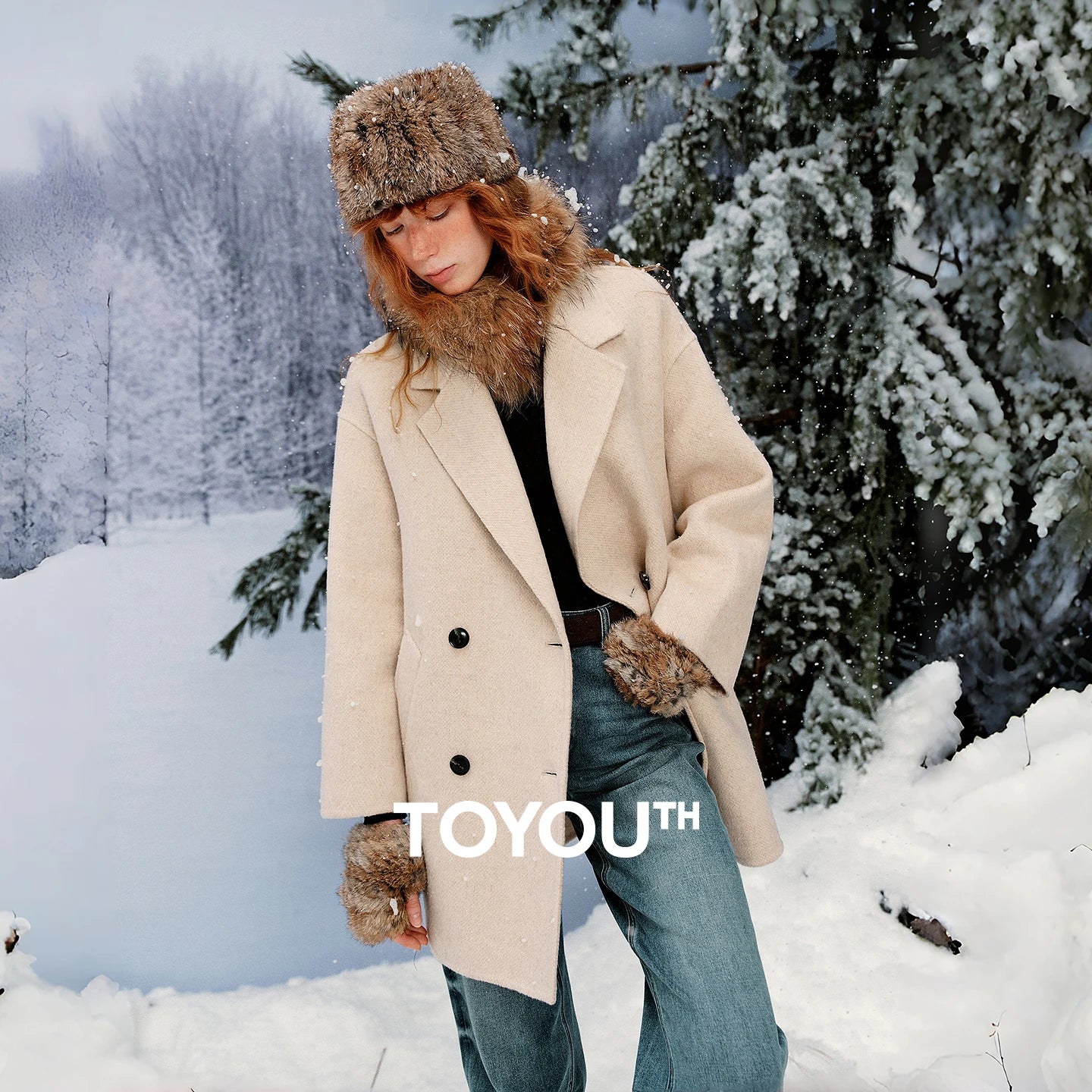 TOYOUTH Women Coats 2025 Winter New Luxury Camel Wool & Woolen Commuter High Intellectual Woolen Mid-length Overcoats