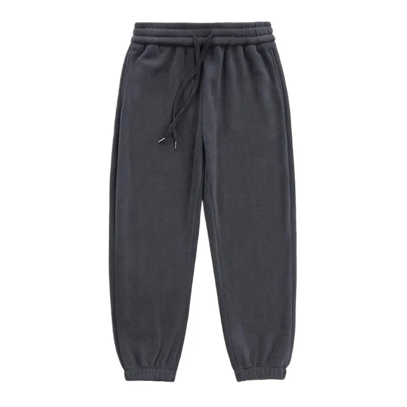 Calça Esportiva de Inverno Feminina Forrada de Lã Dupla Face Grossa Coreana Calça Longa de Pendular Fibra de Poliéster Calça Casual 1 - 4xl 90-100kg Cinza Escuro