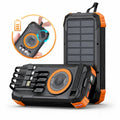 Solar Power Bank 100000mAh Wireless Fast Charging Portable Built-in Cables