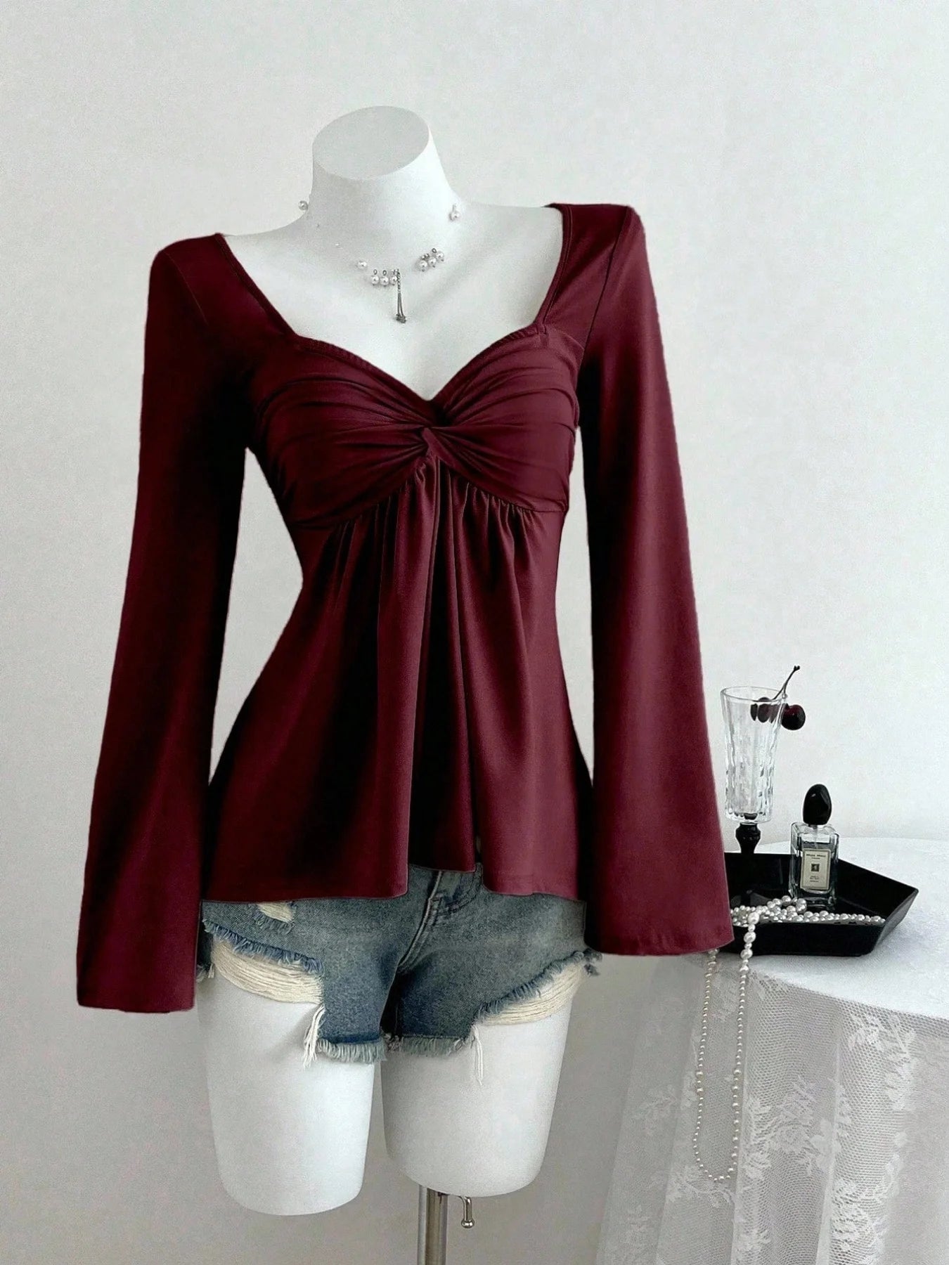 Primavera E Outono Novo Design Francês Com Peito Torcido Estilo Fashion Outono E Inverno Moletom Com Capuz Manga Longa Top Para Mulheres 1 - Rosa XXL