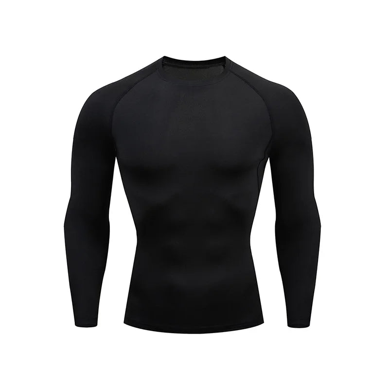 Camiseta Esportiva de Compressão Masculina Manga Longa Corrida Camisa Fitness Elástica Atlética Treino de Academia Esportiva Top