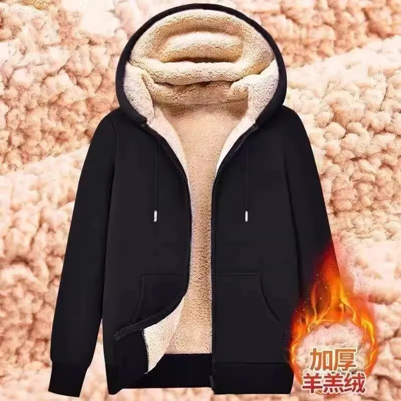 Ladies Thickened Lamb Velvet Open Cardigan Hooded Zipper Loose Outerwear Winter Sweatshirt Trendy Warm Plus Size Coat 1 - 2xl 67.5-77.5kg Warm orange