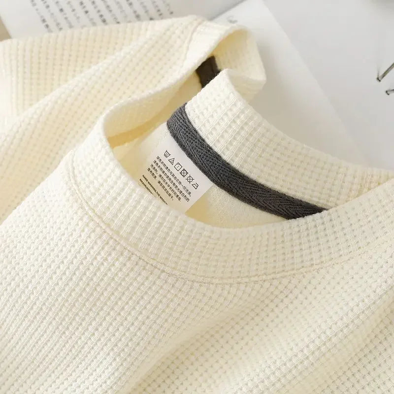 Camiseta Masculina de Manga Curta com Gola Redonda Waffle para o Verão - Confortável, Respirável, Ideal para o Dia a Dia