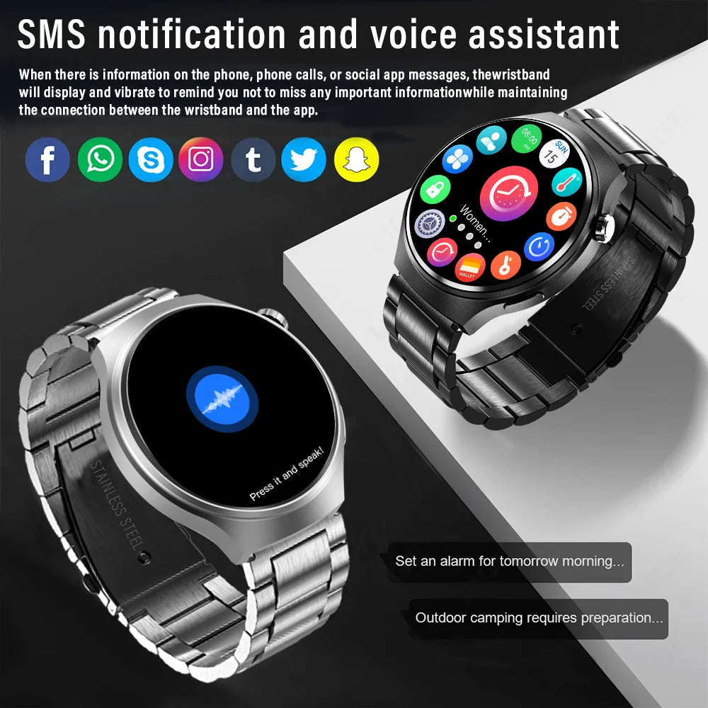G.L Wear 2025 Novo Smartwatch Masculino Tela HD Rastreamento de Saúde Chamada Bluetooth Assistente de Voz Smartwatch Esportivo